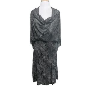 White House Black Market 2pc 90s Black/White Polka Dot Sheer Bolero Top &Skirt